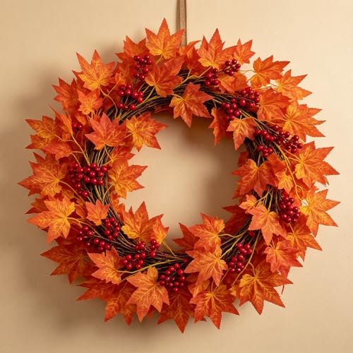 Artificial Red Maple Leaves Bunch, Silk Fall Foliage Stems 24 Inch