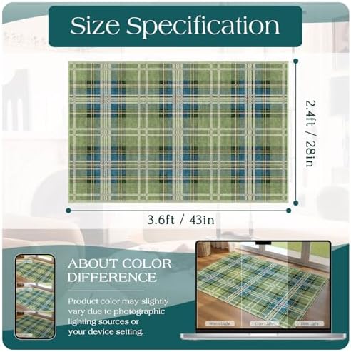 Plaid Outdoor Rug - 28"x43" Front Door Mat Indoor Outside Entrance