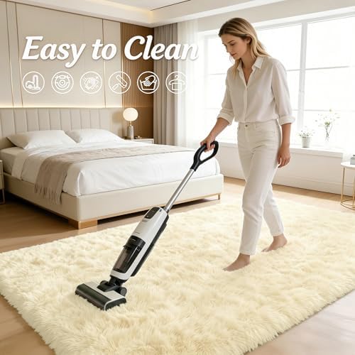 OLANLY 2x3 Machine Washable Small Bedside Rug, Soft Fluffy Shaggy Entryway Throw Rugs for Bedroom, Living Room, Indoor