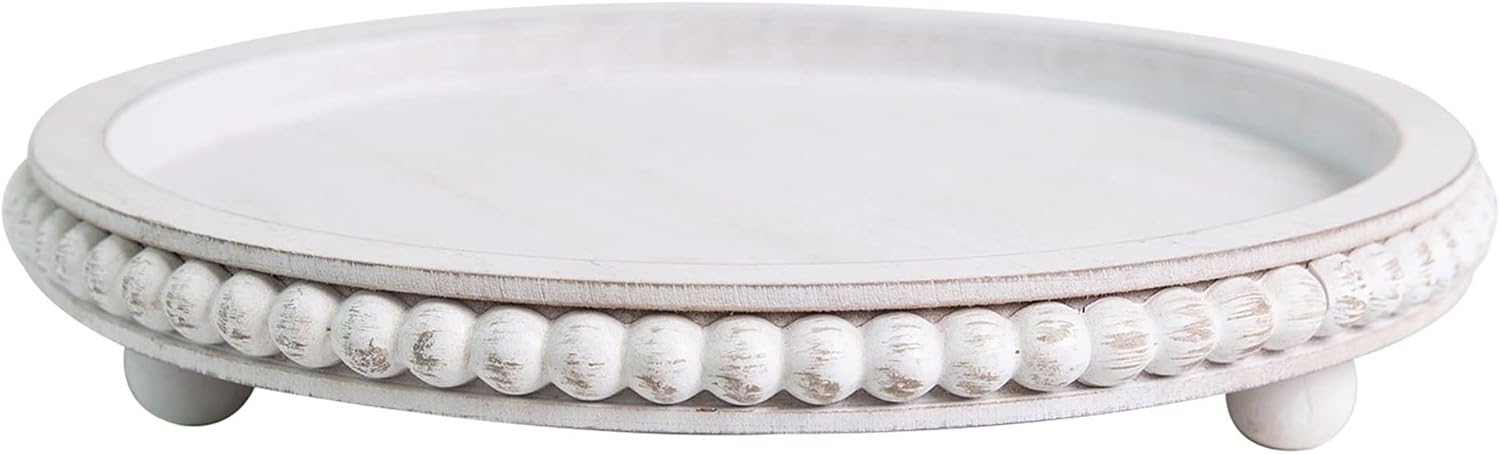 HPC Decor Round Wood Tray / 12inch Round White / 12 Inch