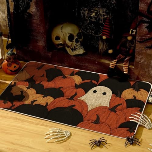 Artoid Mode Ghost Pumpkin Halloween Doormat 17x29 Inch