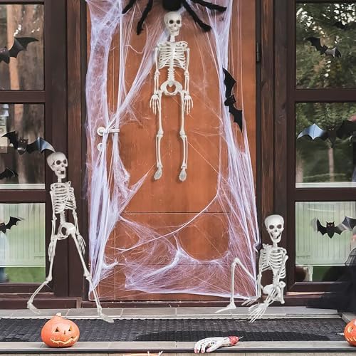 XONOR 3ft Halloween Posable Skeleton Human Full Body Plastic Skeleton Decorations for Halloween Party Haunted House Supplies (2Pcs)