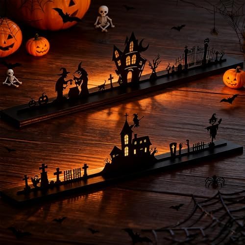 Amyhill 2 Halloween Metal Table Centerpieces Decor 15.8 in Witch Silhouette