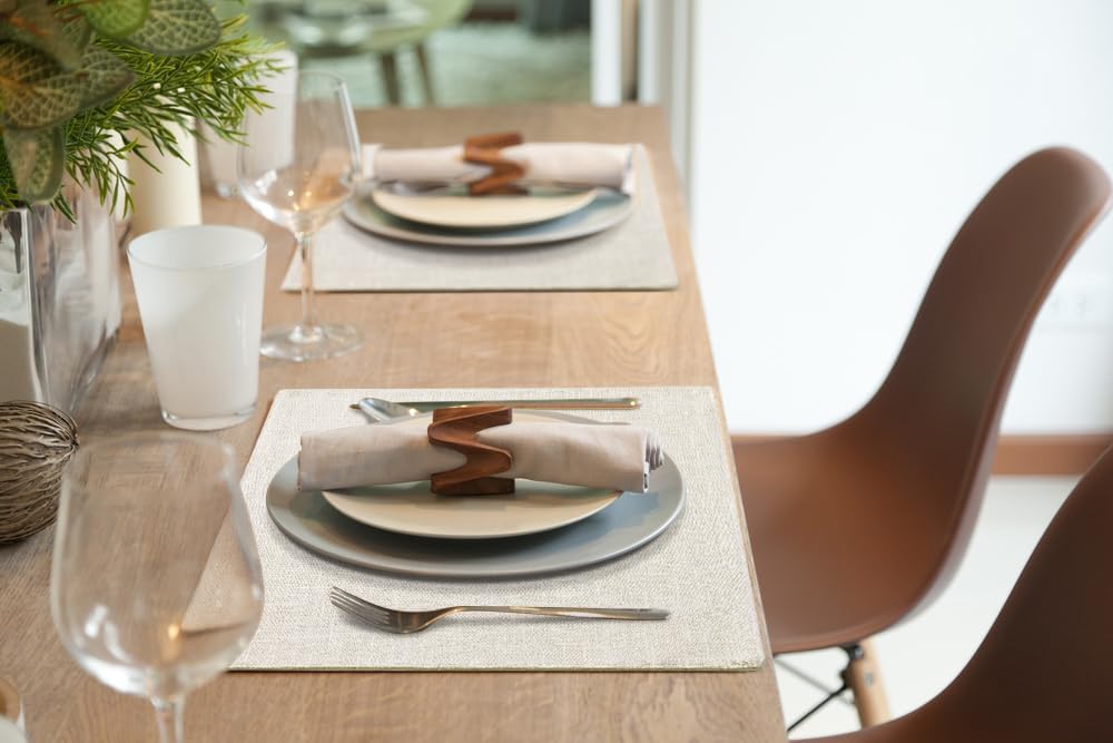 Faux Cotton Linen Placemats Set of 8, Cloth Washable Farmhouse Dining Table Mats for Indoors & Outdoors, Easy to Clean