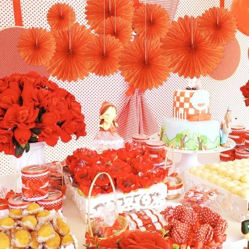 20 Pcs Orange Hanging Paper Fan, Hanging Honeycomb Round Paper Fans for Weddings, Birthdays, Christmas, Baby Showers, Classroom, Events Ceiling Party Supplies Decorations