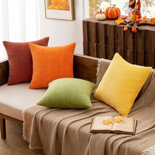 MIULEE Fall Decorative Throw Pillow Covers Yellow Orange Rust 18x18