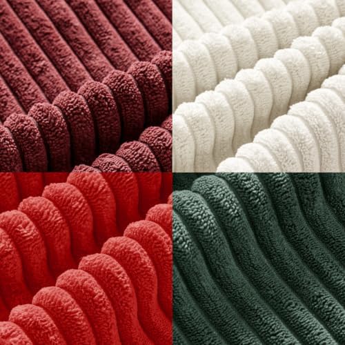 MIULEE Corduroy Decorative Throw Pillow Covers Christmas Red White 18x18