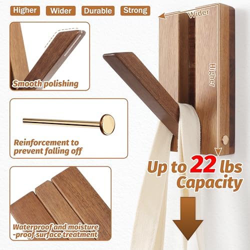 Wood Wall Hooks / Brown Color / Set of 2