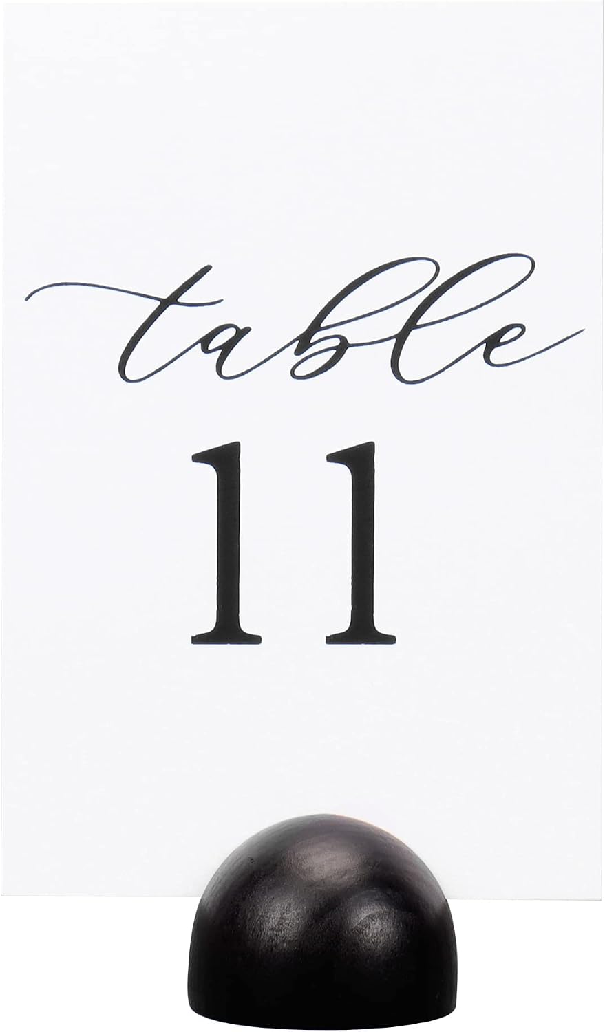 Hanna Roberts Modern Cursive Table Number Card Stock Signs with Round Stand for Wedding Reception, Restaurant, Event