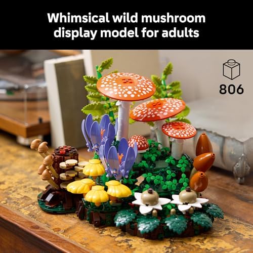 LEGO Botanicals Woodland Mushrooms - Building Set for Adults, Ages 18+ - Mushroom Decor for Home Office or Desk - Gifts