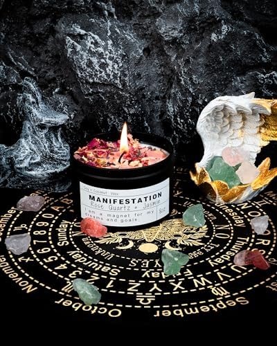 Crystal Soy Candles, Handmade Wishing Gifts, Wishing Law of Attraction, Moon Magic, Birthday Candle Gifts.