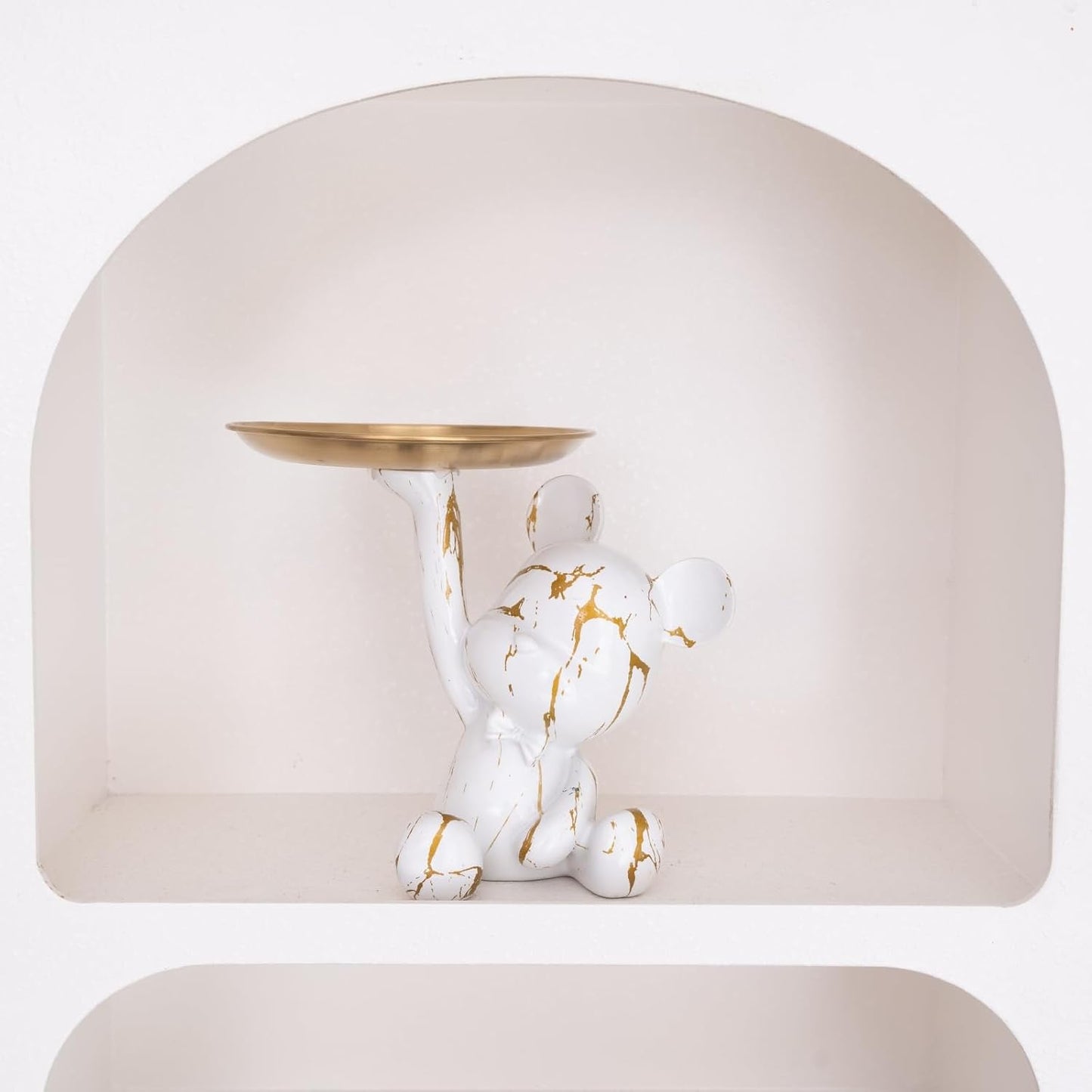 Bear Statue Suitable / White & Gold