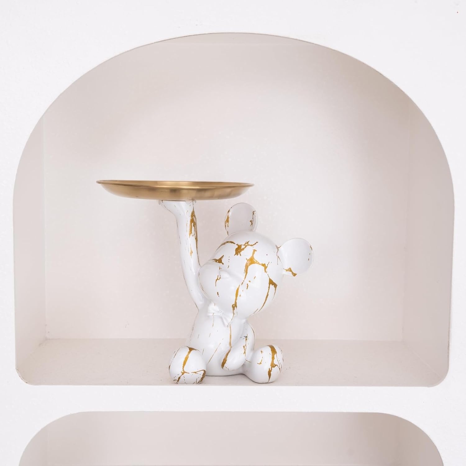 Bear Statue Suitable / White & Gold