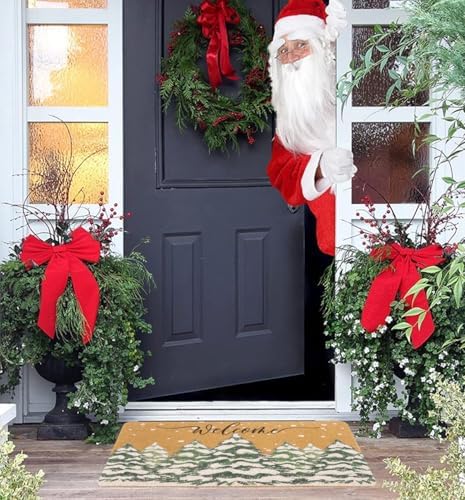 Christmas-Welcome-Doormat-Winter-Outdoor - Snowflake-Pine-Mat-Home-Decor