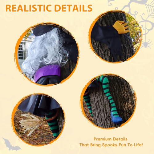 63" Crashing Witch Halloween Decoration, Witch Flying into Tree