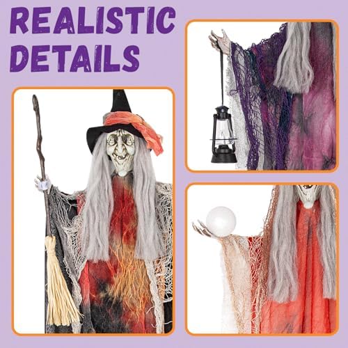 Halloween Hanging Witch Ghosts (3 Pack 35.4") with Bendable Arms