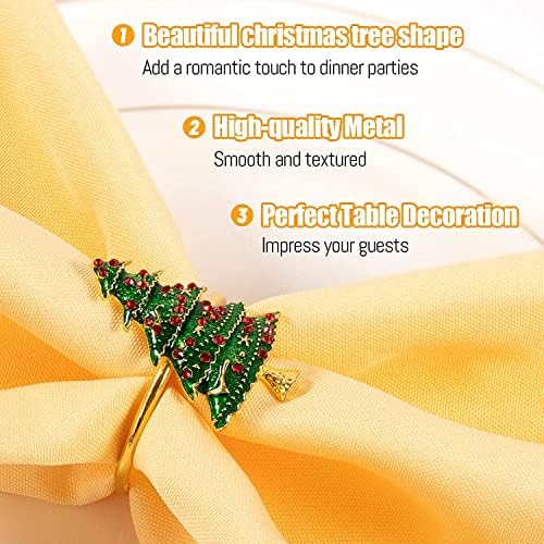 Napkin Rings Set of 6 Silver Set of 6 Napkin Rings Christmas, Holidays, Thanksgiving (Christmas Tree-1)