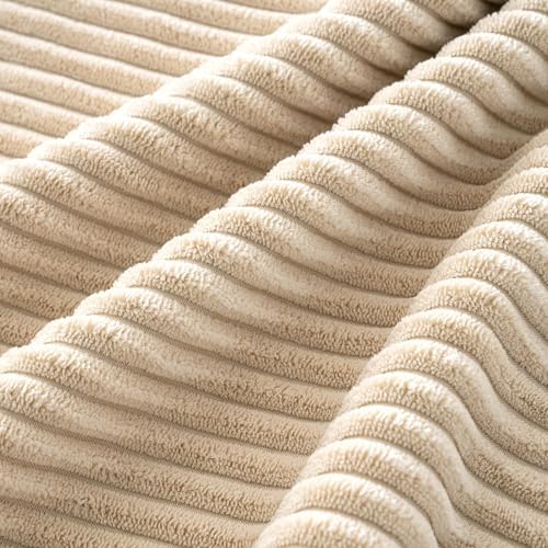 MIULEE Soft Corduroy Decorative Throw Pillow Covers Beige 20x20