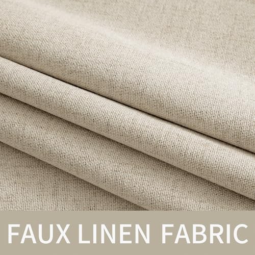 MIULEE 100% Blackout Linen Curtains for Bedroom 52x72 Inches Stone