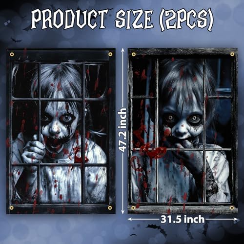 2 Pcs Scary Halloween Window Decorations