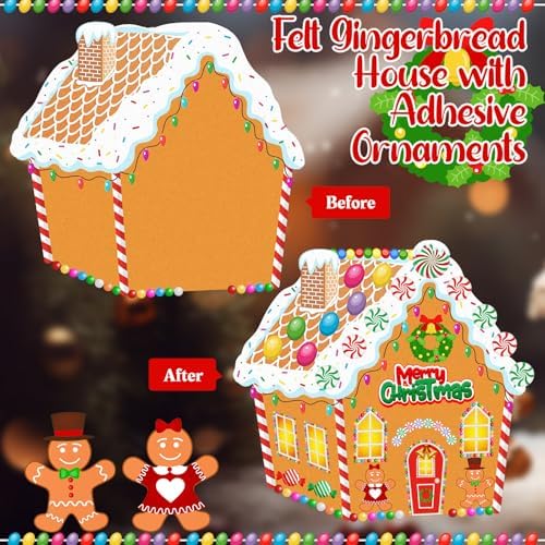 WovWeave DIY Felt Christmas Gingerbread House Decorations 3.1 x 2.9 ft
