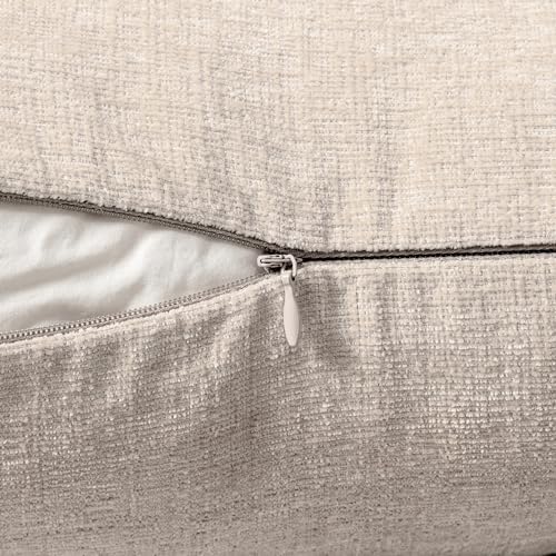 MIULEE Soft Chenille Throw Pillow Covers Light Brown 20x20 Inch Pack of 2