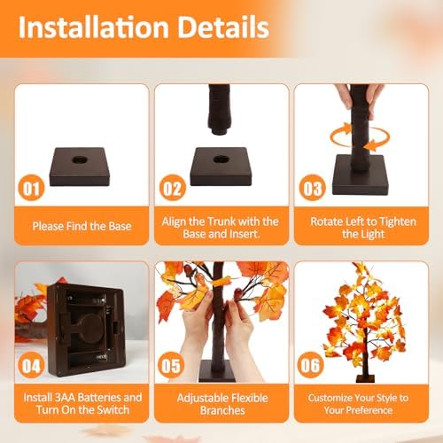 Joyhalo 2 Pack 23.5 Inch Fall Trees with Lights