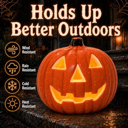 Halloween Light up Pumpkin | Plastic Jack O Lantern, LED, Orange