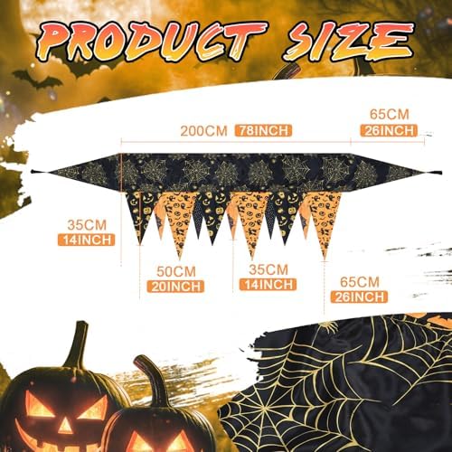 VitalCozy Halloween Fireplace Mantel Scarf Purple Orange Black,Bat