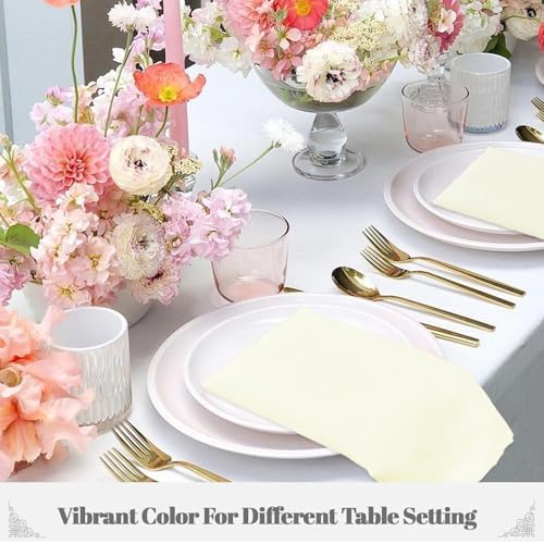 PLOYMONO Ivory Cloth Napkins - 8 Pack 17" x 17" Washable Polyester Napkins