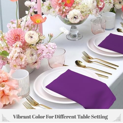 PLOYMONO Eggplant Cloth Napkins - 8 Pack 17" x 17" Polyester Dinner Napkins