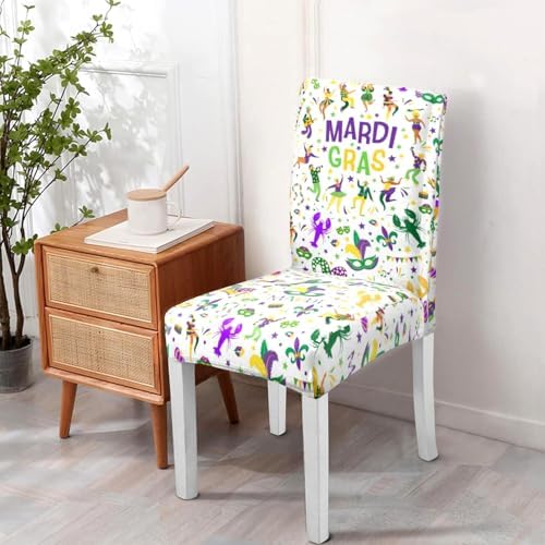 Mardi Gras Chair Covers Set of 4,Carnival Dionysia Chairs Slipcover for Dining Room, Removable Washable Breathable Cover in the Kitchen Restaurant Holiday Decor
