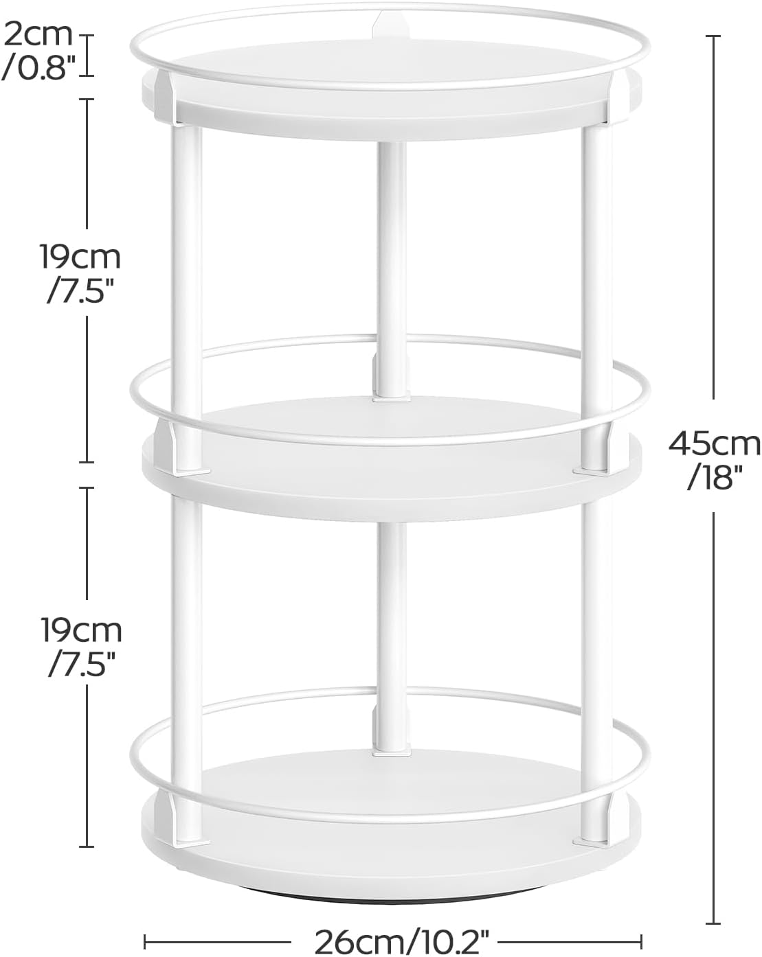 Lazy Susan Organizer, Rotating Spice Rack, 3 Tier Spice Turntable Organizer, Industrial Turntable Spice Holder, for