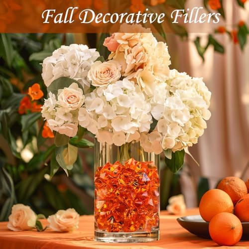HappyFiller Orange Fake Ice Rocks Acrylic Chunks,Pirate Treasure Gems Stone