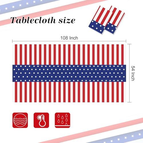 2 Pack Patriotic Tablecloths,Patriotic Decorations,American Flag Tablecloth