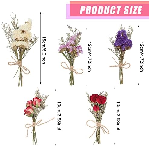 10 Pack Dried Flower Bouquets Mini Dried Flower with Stem Forget Me Not Dried Embossing Natural Flower Bundles Artificial Flower Dried Floral Arrangement for Vase DlY Wedding Decor (Forget Me Not)