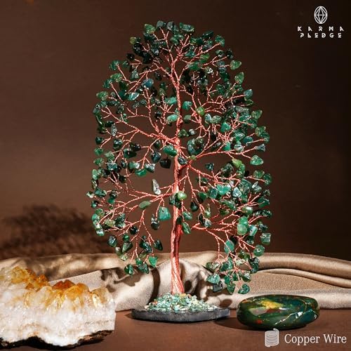 Crystal Tree of Life Birthday Gifts for Women, Men, Frineds, Handmade Green Aventurine Chakra Healing Tree for Home