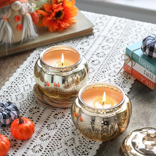 Fall Pumpkin Shaped Candle Pumpkin Spice Mercury Glass Candle Scented