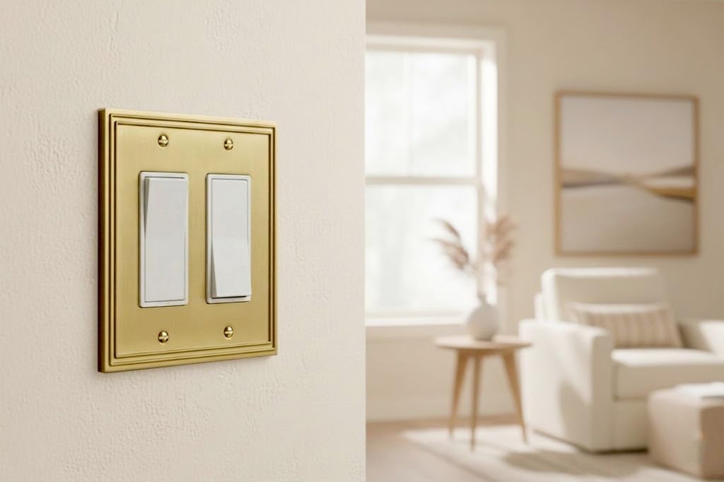 Rio Salto Imperial Collection Metal Double Rocker Gold Light Switch Cover Plate Outlet Covers Gold Decorative Wall