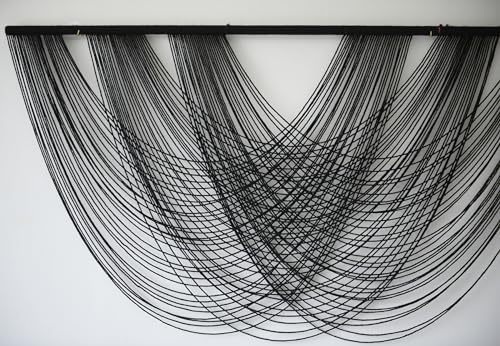 Flber Macrame Wall Hanging Black 59.00" W x 31.00" L Boho Wall Decor Large Boho Yarn Tapestry Living Room Bedroom Home