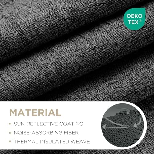 Joydeco Blackout Curtains for Bedroom - 90 Inch Long 100% Light Blocking 2 Panels Set Black Drapes, Thermal Insulated