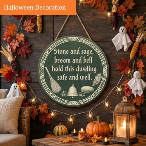 Halloween Decorations Wooden Sign for Home, Witchy House Blessing Sign
