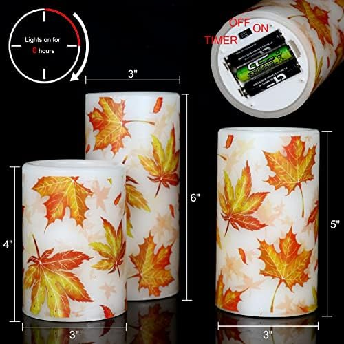 GenSwin Maple Leaf Glass Flameless Candles Battery Operated Remote Timer