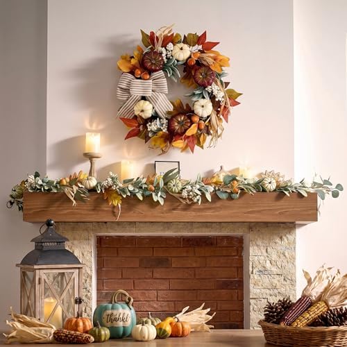 Valery Madelyn 20'' Fall Wreaths for Front Door with LED Lights