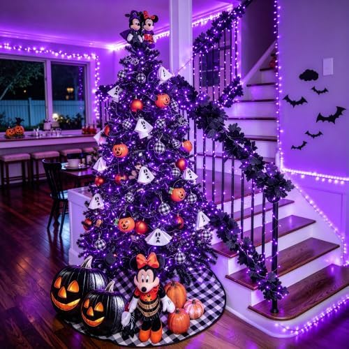 JMEXSUSS 99Ft Purple Halloween Lights, 300 LED Purple Christmas Lights