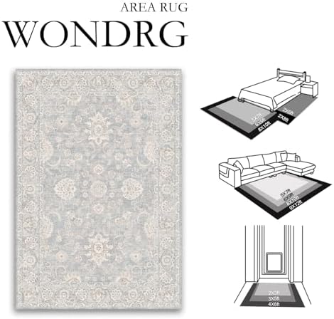 6x9 Blue Cream Neutral Area Rug