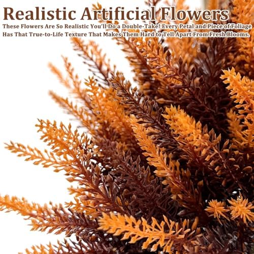 TURNMEON 10 Bundles Artificial Fall Flowers for Outdoors Fall Decorations