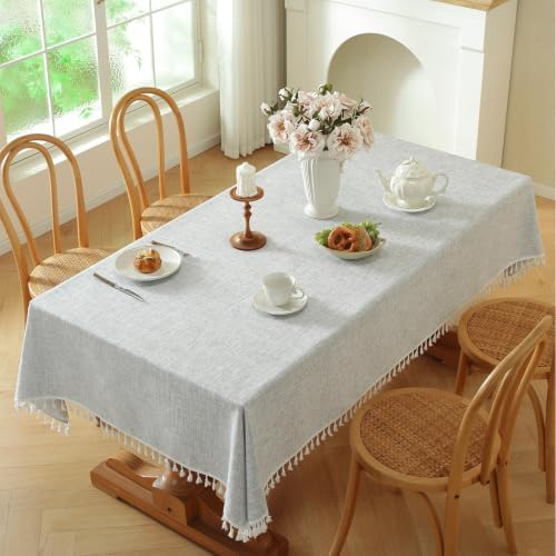 Deep Dream Tablecloths, Waterproof Table Cloth, Linens Wrinkle Free Anti-Fading, Rustic Table Cover Decoration for Kitchen Dinning Party (Rectangle/Oblong,55''x120'',10-12 Seats, Solid Grey)