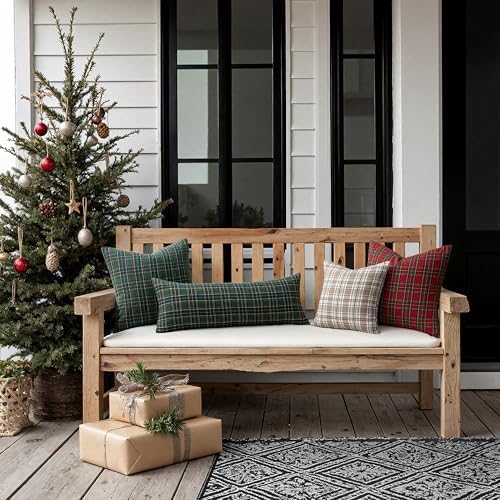 MIULEE Christmas Plaid Pillow Covers Scottish Tartan 24x24 Green