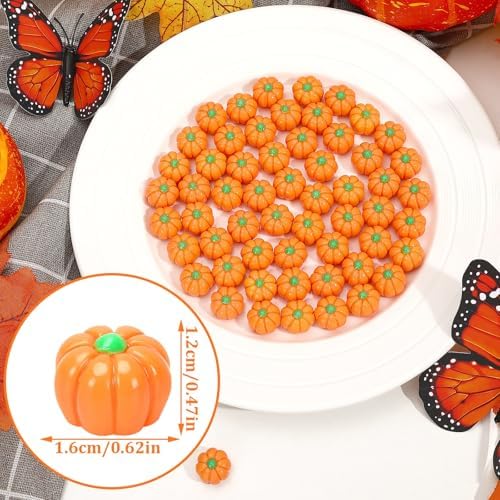 60Pcs Mini Resin Pumpkins Small Tiny Fake Pumpkins Figures Bulk